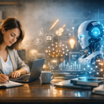 Professional leveraging AI skills for success