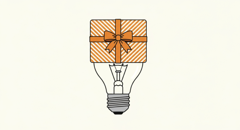 Lightbulb wrapped in gift paper - how to sell your ideas
